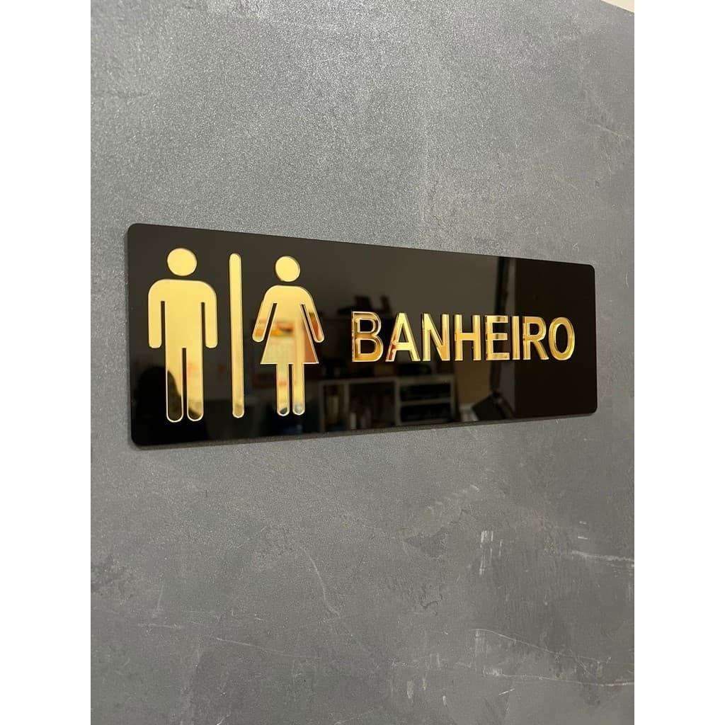 Placa Sinalização Banheiro Wc Acrílico espelhado