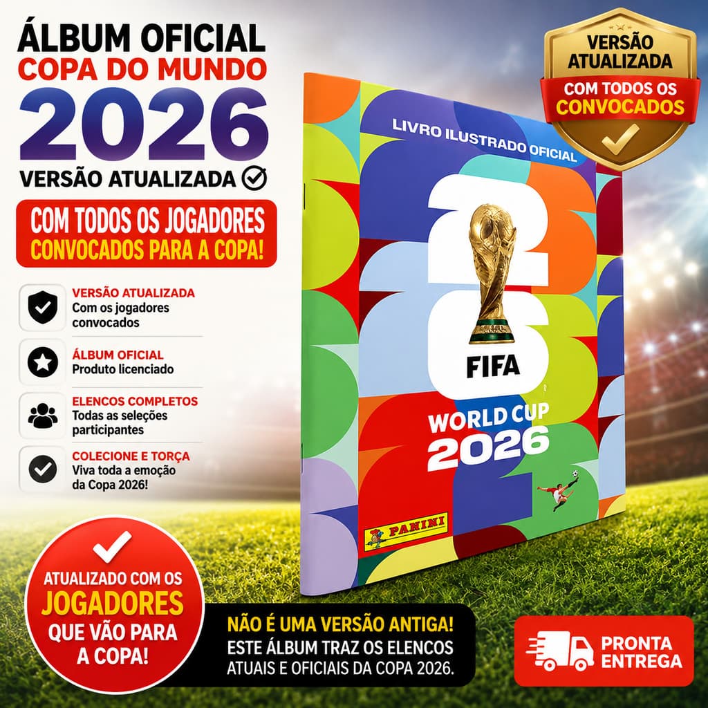 Álbum ATUALIZADO Figurinha Copa Do Mundo Fifa 2026 Futebol Capa Mole