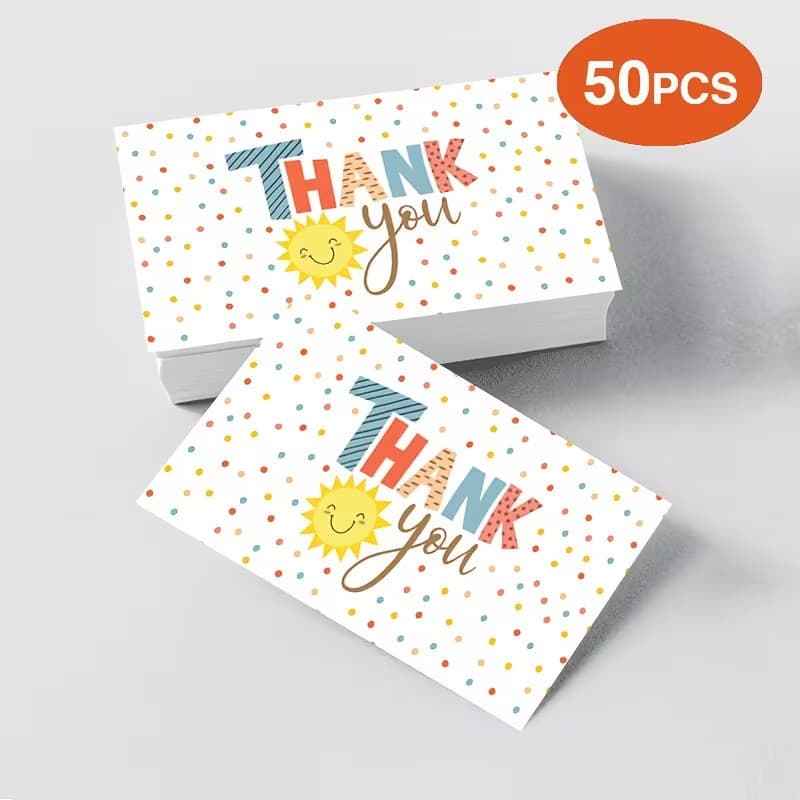 50 peças sistema de cura de nicho cartão de agradecimento Solar cor contrastante bolinhas estilo ins cartão fotográfico