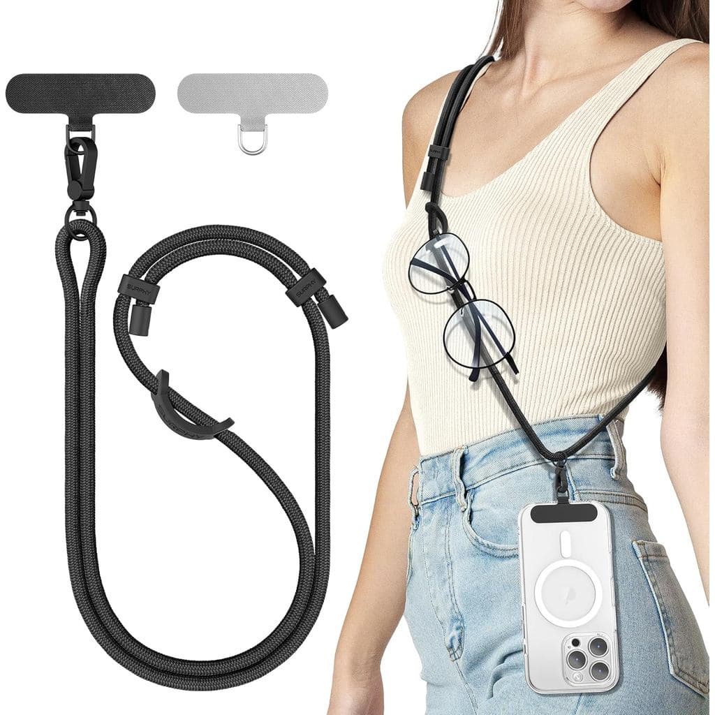 Cordão Universal para Telefone SURPHY, equipado com 2 suportes, alça de pescoço ajustável e removível, cordão longo de n