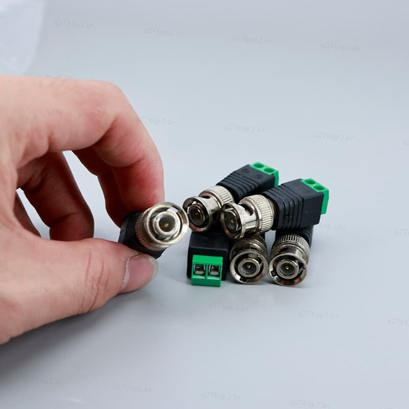 10 Pçs/Lote BNC Macho Coaxial Cat5 DC Adaptador Balun Conector Para Câmera CCTV Acessórios BR27B2