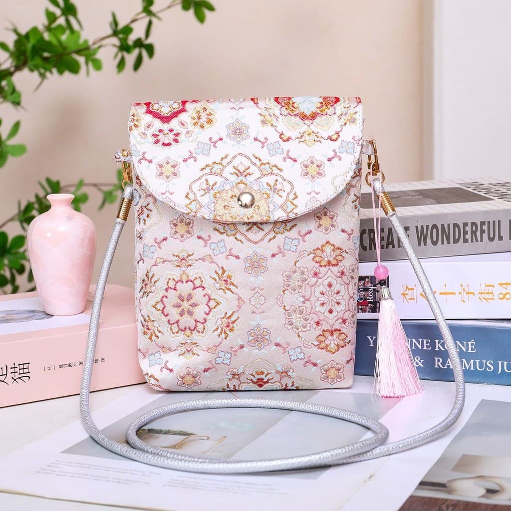Não-relíquia canção Jin Jacquard saco de telefone Flip de alto valor estilo chinês saco do mensageiro novo estilo chinês