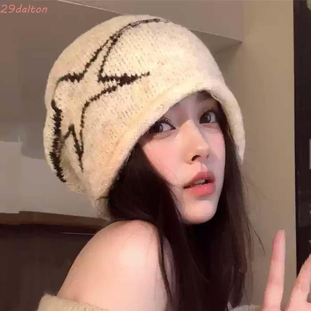 Gorro de malha em forma de estrela DALTON, em lã jacquard, estilo hip-hop coreano, gorro elástico Y2K JH6T