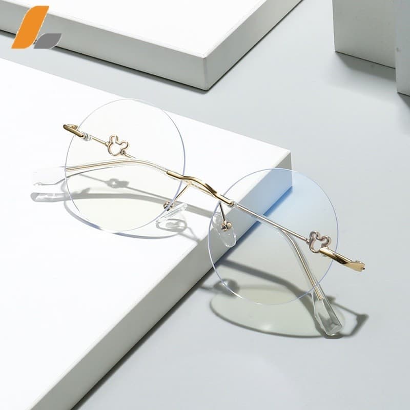Frameless redondo Óculos Retro Anti-Azul De Luz Ultra-Leve Simples Street Shot Decoração VKUJ