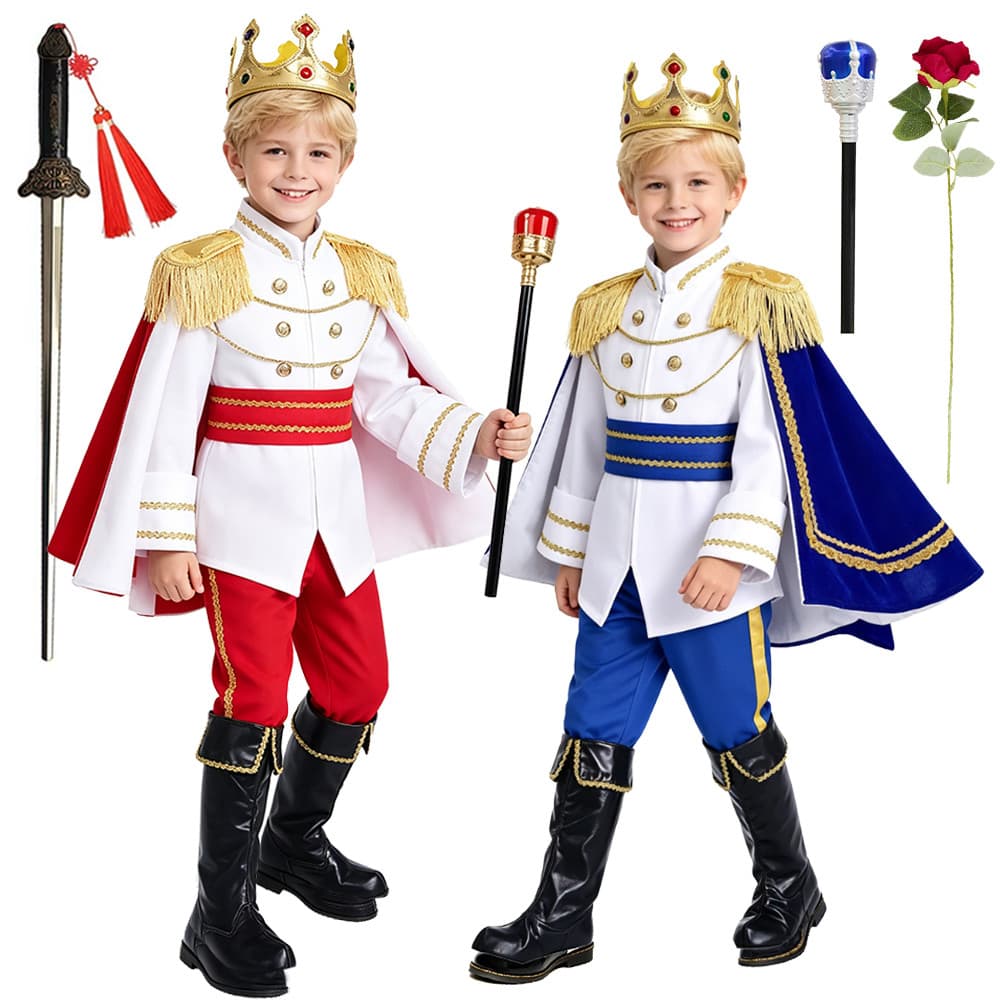 Crianças Real Príncipe Traje Conjunto Meninos Clássico Rei Cosplay Roupa Cavaleiro Vestir-Se Para Aniversário Conto De F