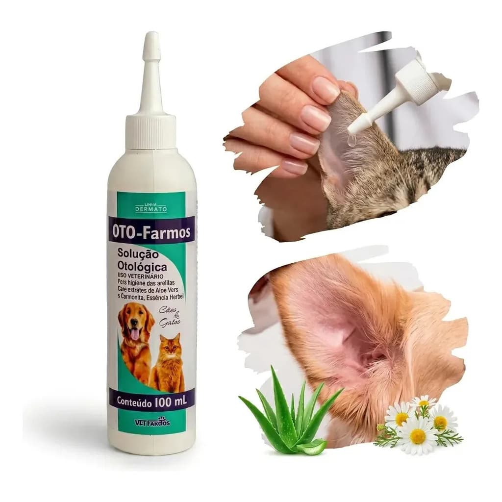 Higienizador Oto Farmos Para Orelhas De Cães E Gatos Remove Cerume E Odor Não Irrita