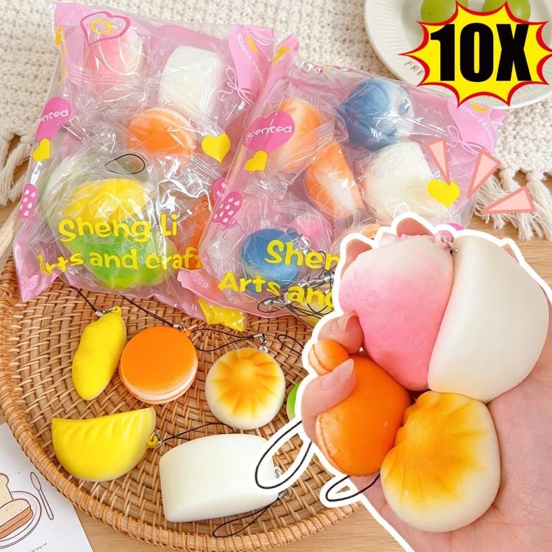 10 Unidades De Brinquedo Simulado Para Apertar Pão-Crianças E Adultos-Mole Macio De Recuperação Lenta-Presentes De Festa