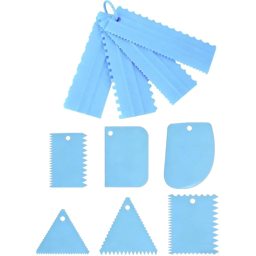 Conjunto de 10 Espátulas para Bolo, Pentes de Plástico de Grau Alimentício para Decoração de Bolos e Alisadores de Cober