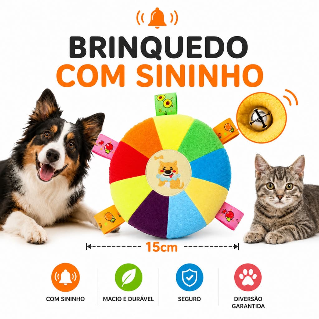 Brinquedos para cães, incluindo brinquedos sonoros, frisbee de pelúcia e opções resistentes para aliviar o tédio.