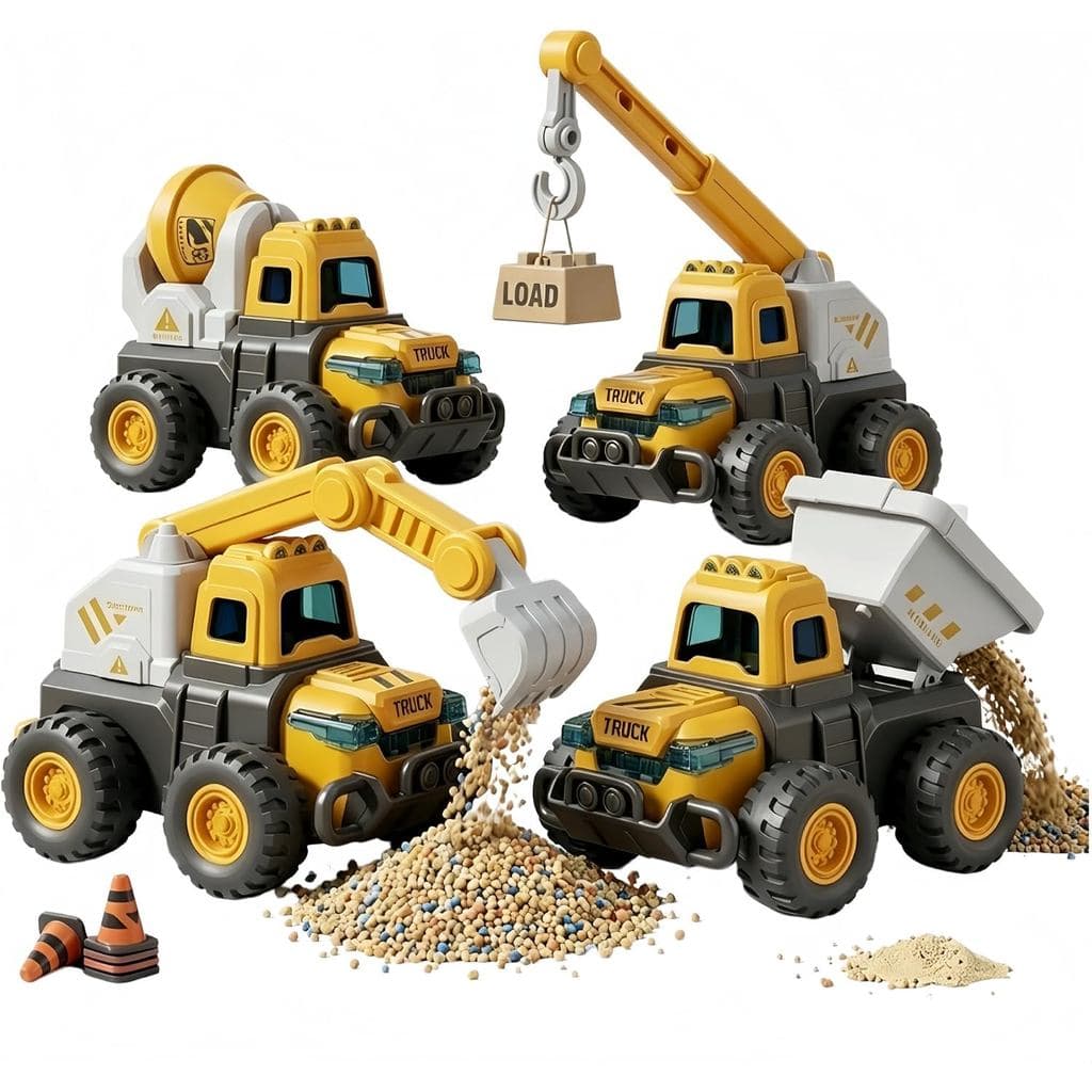 4 Caminhões Dos Brinquedos Da Construção Do Miúdo Pces , Escavadeira Para Meninos 3-5 Anos De Idade | De : Brinquedo Mis