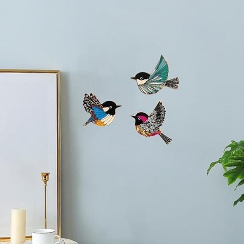 Fenteer 3X Arte De Parede De Pássaros De Madeira , Decorações Decoração De Presente , Sinal Sinais De Suspensão Para Coz