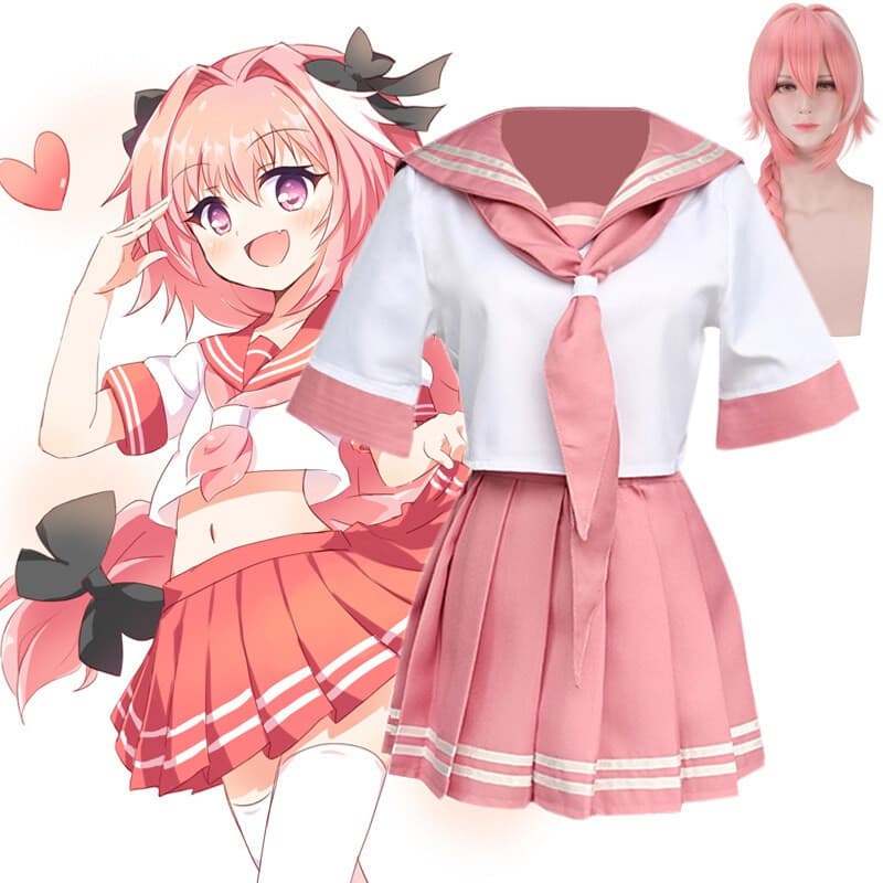 Fantasia de Cosplay Feminina de Anime Fate Apocrypha Astolfo, Uniforme de Estudante Japonês JK, Traje de Marinheiro com