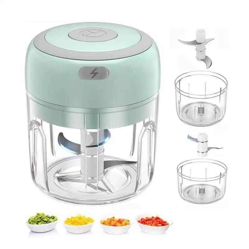 Picador de Alho Elétrico, Mini Picador de Alimentos Multifuncional Portátil Recarregável por USB, Triturador de Alho, Pr