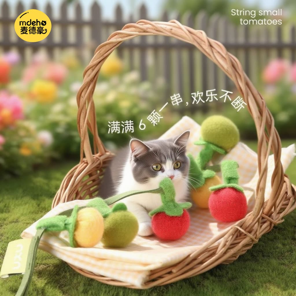 Brinquedo de gato tomate gato provocando vara resistente à mordida brinquedo de gato auto-feliz alívio do tédio ferramen
