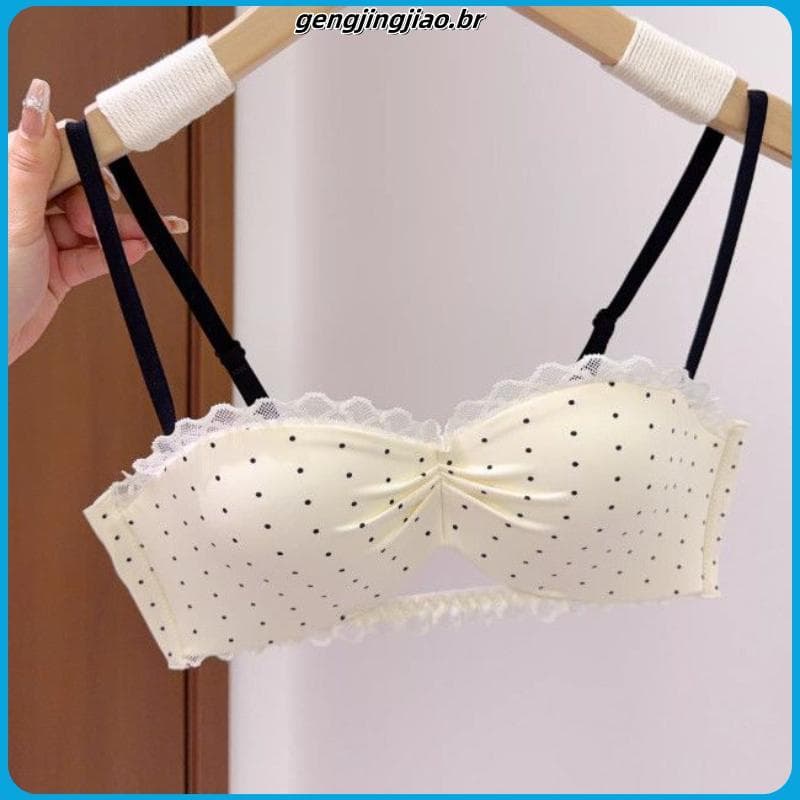 Novo estilo doce Floral renda meia xícara menina roupa interior seios pequenos reunidos sem anel de aço confortável supo