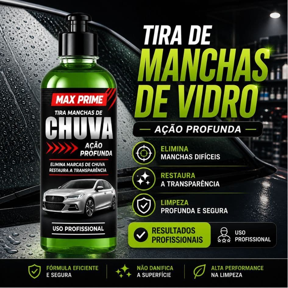 Removedor de Manchas de Chuva Automotivo Concentrado - Restaura Vidros e Para-Brisas