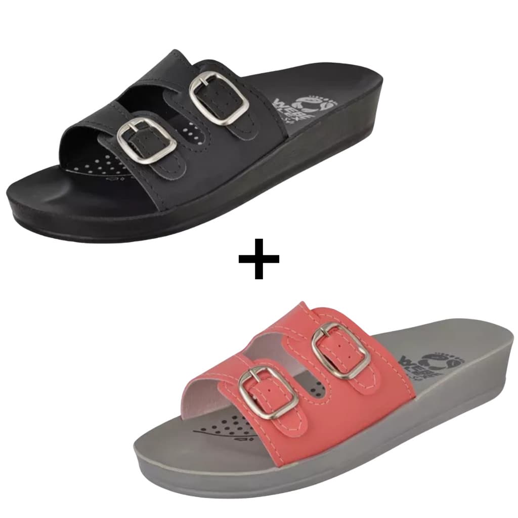 Kit 2 Pares Sandália Feminina Ortopédica Birken Macias Confortáveis Para Fascite Plantar