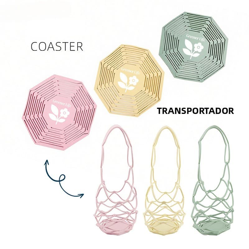 Silicone dois-em-um Coaster dobrável armazenamento sacola leite chá vinho tinto cesta portátil presente de verão acessór