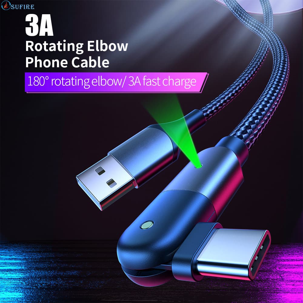 3A 180 ° Cabo De Dados De Carregamento Rápido Giratório Liga De Alumínio Suporte De Fio Trançado PP 480Mbps USB2.0 Trans