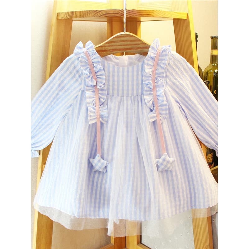 Meninas vestido primavera outono 2024 versão coreana estilo ocidental vestido de princesa menina gaze saia bebê Pettiski