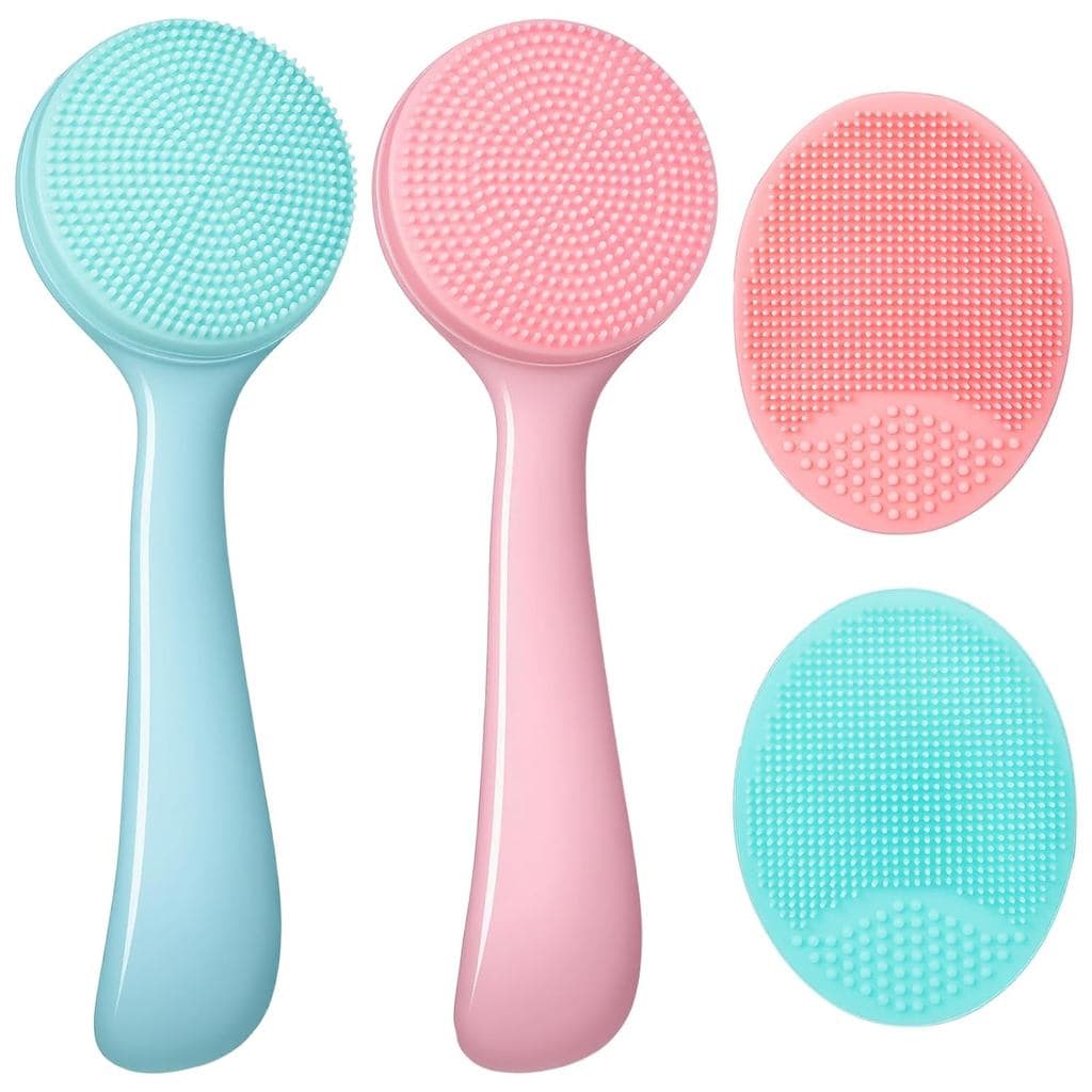 4 Escovas de Limpeza Facial de Silicone, Escova Esfoliante Manual, Escovas Macias para Lavagem Facial, para Mulheres e H