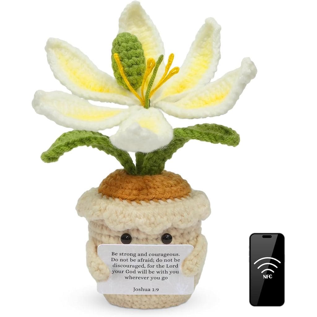Riceshoot Presentes Cristãos para Mulheres Flor de Crochê Positiva com Versículo Bíblico Cartão de Oração Escritura Insp