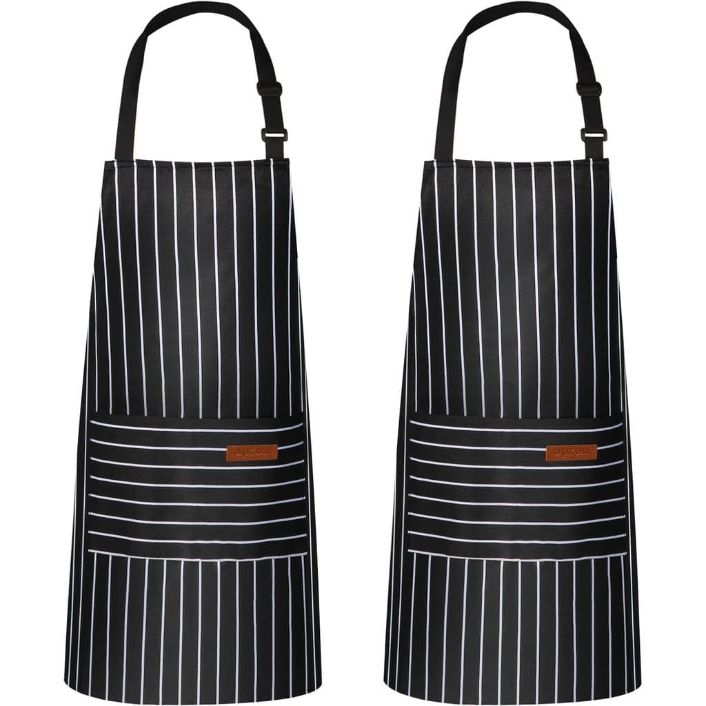 Aventais de Cozinha VALOME, Pacote com 2 Aventais para Cozinhar com 2 Bolsos, Aventais de Chef Unissex com Alça de Pesco