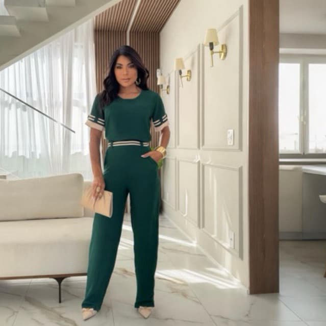 conjunto feminino, conjunto duna, calça pantalona, blusa manga curta, cintura alta, elegante, social casual, verão