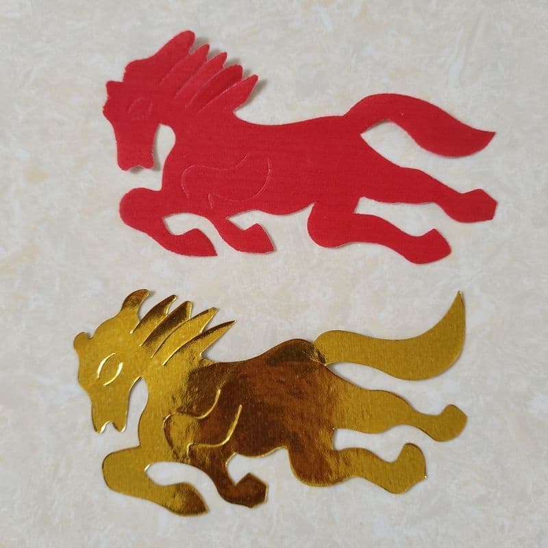 Cavalo de papel cavalo vermelho cavalo dourado mestre papel-corte festival suprimentos vermelho dourado alfândega festiv