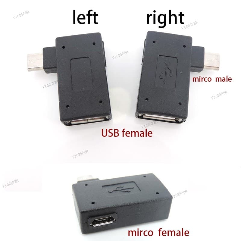 Esquerda Direita Ângulo 90 Graus Micro Fêmea Macho Para USB Conversor OTG Fire Stick TV Snes mini Clássico Nes Fonte De