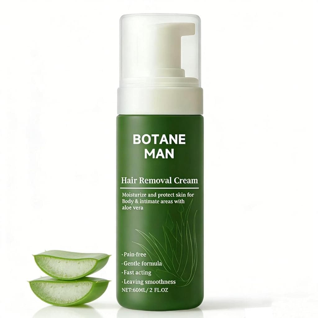 Creme Depilatório para Homens Rosto e Corpo 2 oz |   Mousse Removedora de Pelos Hidratante Suave e Rápida