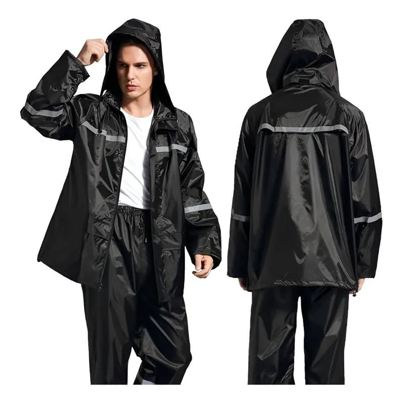 Capa Chuva Moto Impermeável Reforçada Com Viseira Preto G XXL Preto Preto