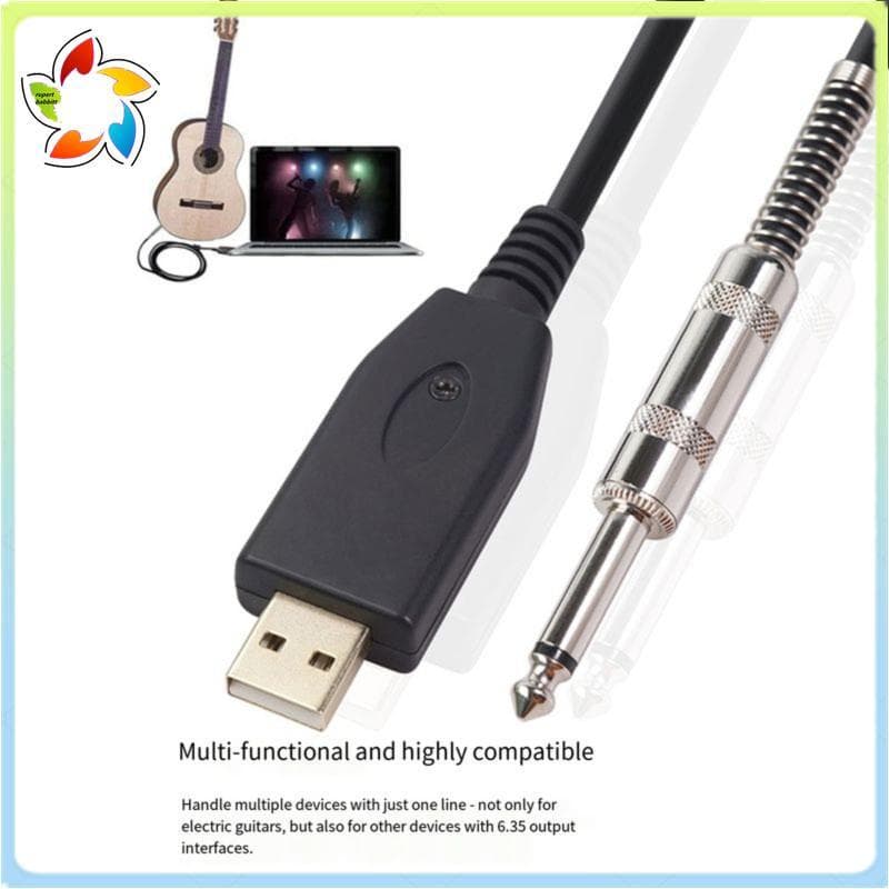 Cabo De Interface USB Para 6.35 Mm Gravação De Guitarra Elétrica Com Conectores Banhados A Ouro E Redução De Ruído 2M