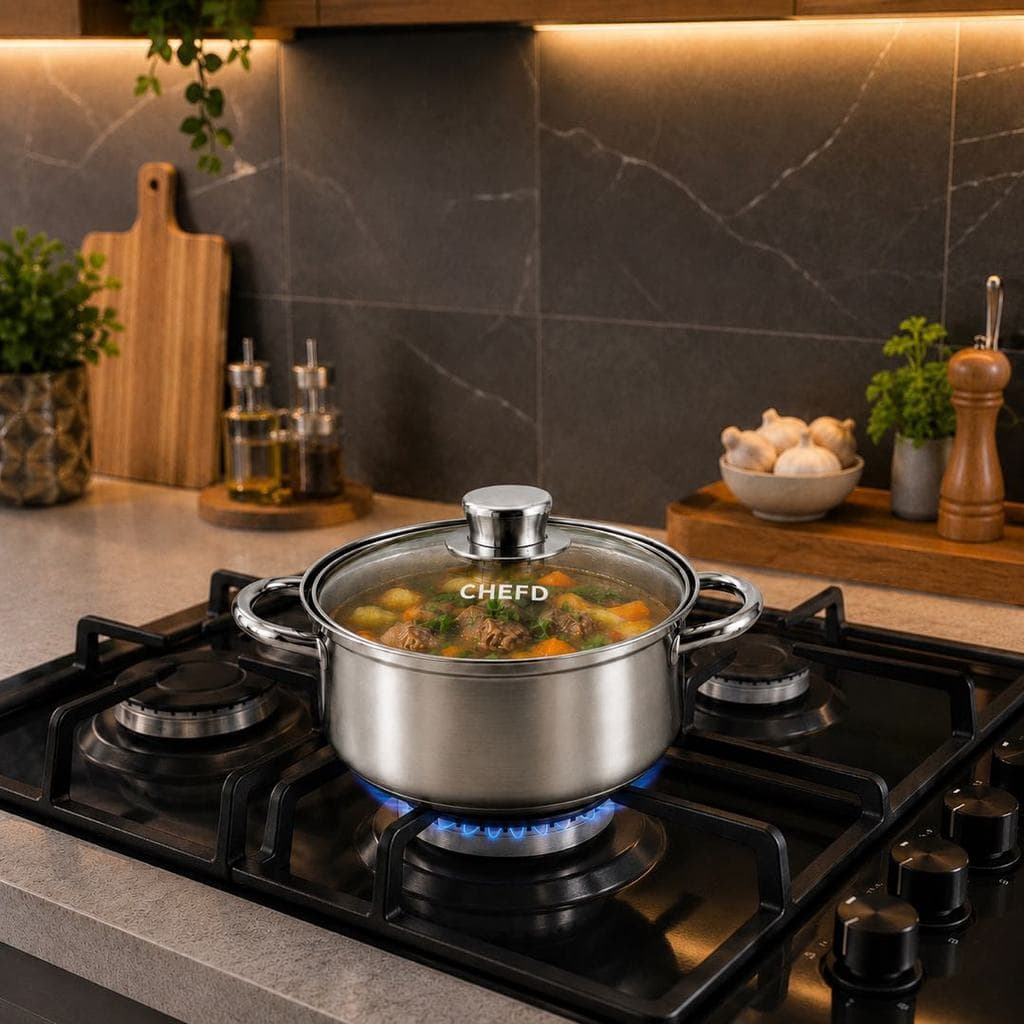 Panela Fundo Triplo Inox 16cm 1,5 Litros Tampa Vidro Indução Vitrocerâmico Cozinha Casa