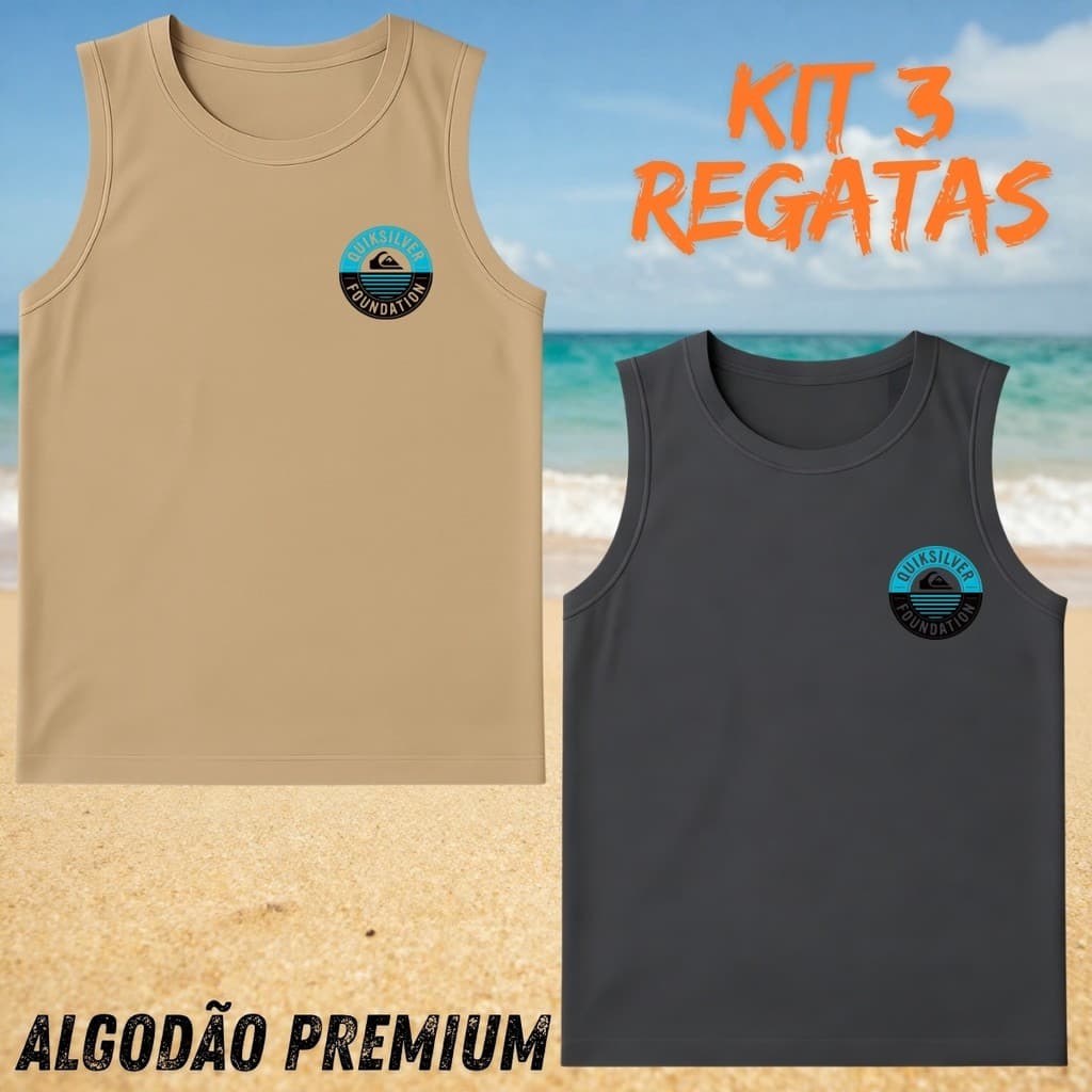 kit 2 Regatas Masculina Cavada SILVER 03 Algodão Leve e Confortavel - PD