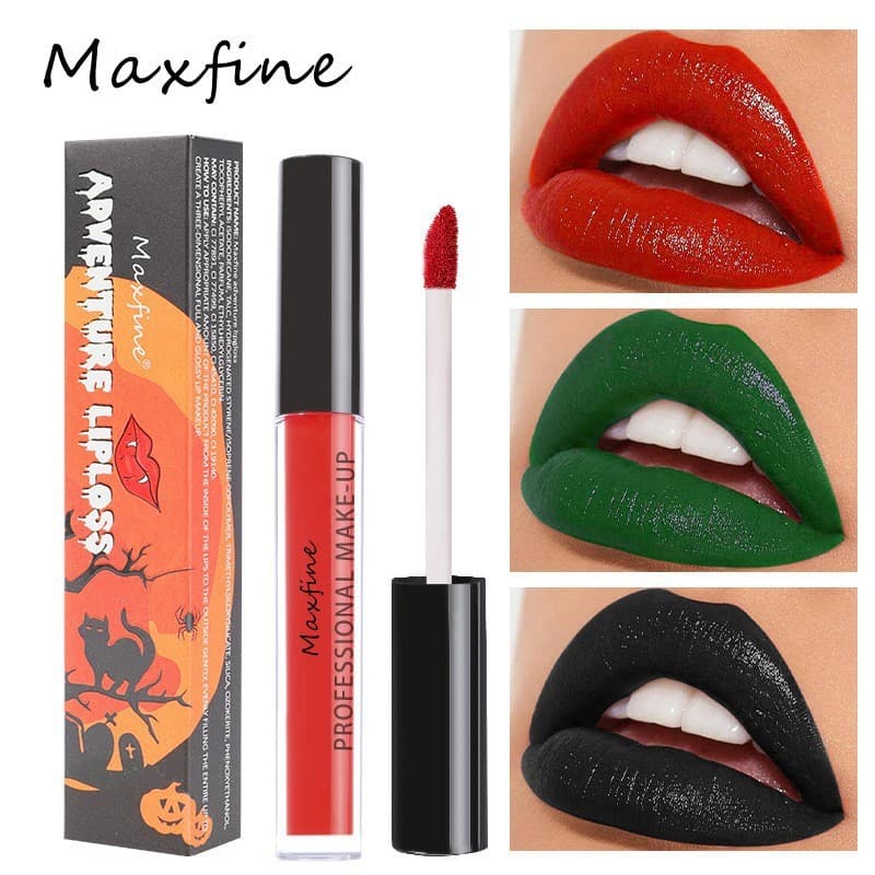 O Batom MAXFINE Halloween Lip Glaze é não transferível, à prova d'água e não desbota.