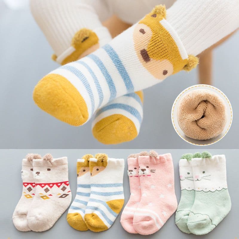 Meias De Algodão Para Bebês , Recém-Nascidos , Outono-Inverno , Quentes E Espessantes , Forradas De Lã , 0-3 Anos , Cria