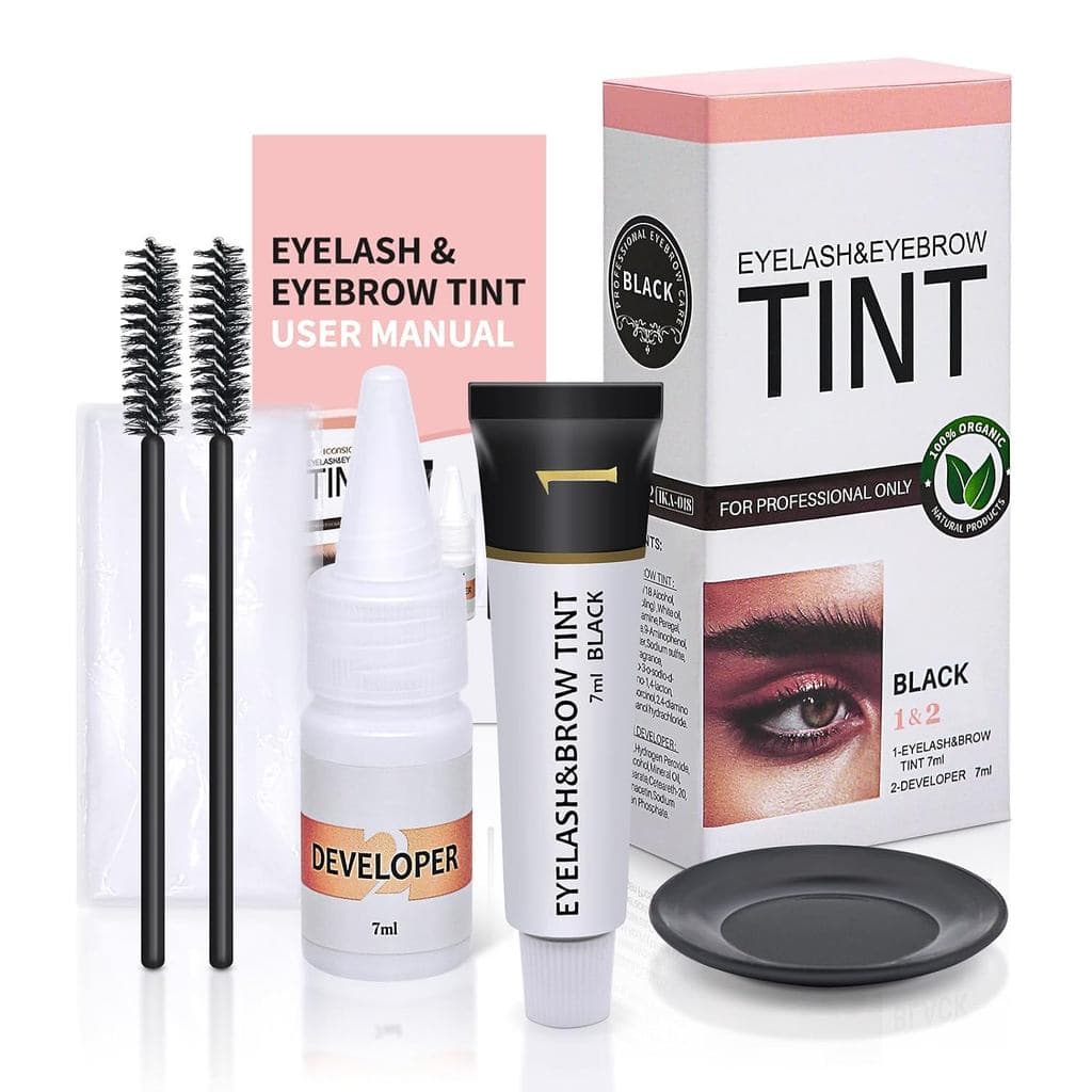 Kit de Coloração para Cílios e Sobrancelhas, Kit de Coloração Preta para Cílios e Sobrancelhas, Conjunto de Coloração de