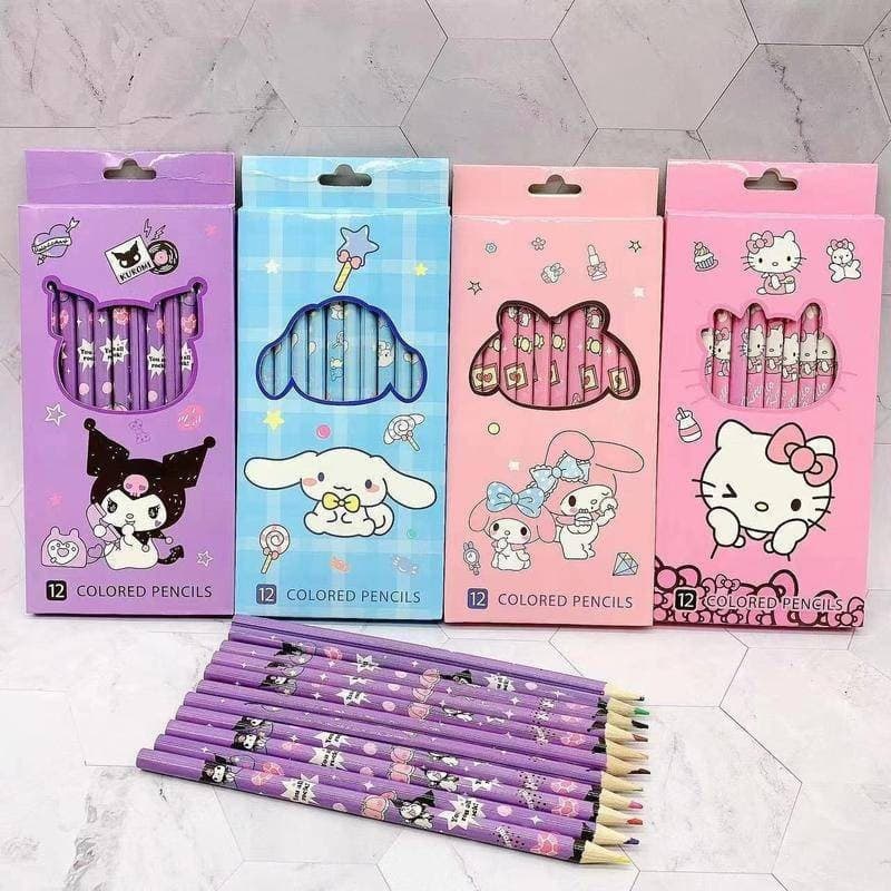 12 lápis de cor Sanrio Maldara em tons naturais, novo modelo, adequados para crianças, estudantes, escolas, artistas, de