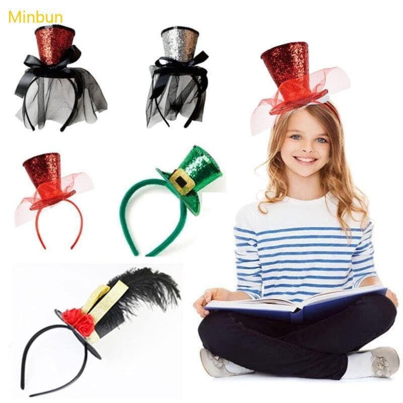 Minbun Kids Fascinator Hat Headband Versátil Tophat Hair Hoop Para Festa Halloween