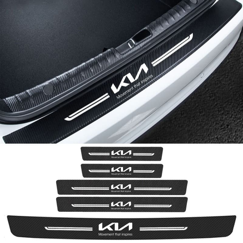 Película Protetora de Soleira de Porta de Carro em Fibra de Carbono, Adesivos para Para-choque Traseiro para KIA K3 K5 K