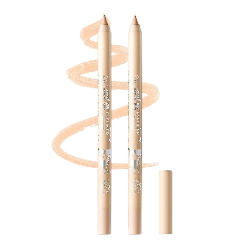 AIUEO Delineador Nude 2PCS Lápis Delineador em Gel à Prova d'Água de Longa Duração Lápis Delineadores Suaves