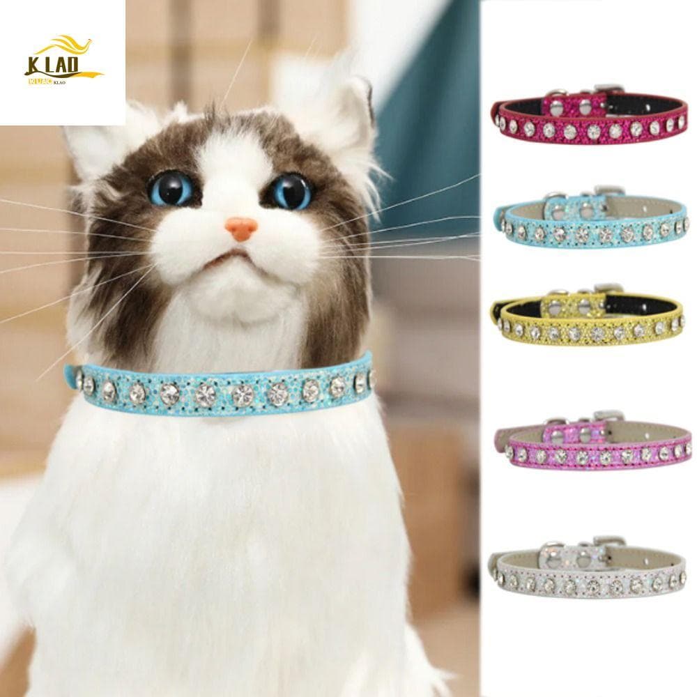 Coleira De Gato Com Strass De Diamante KLAOSD , Coleiras Reflexivas Ajustáveis Para Gatos , Super Brilhantes