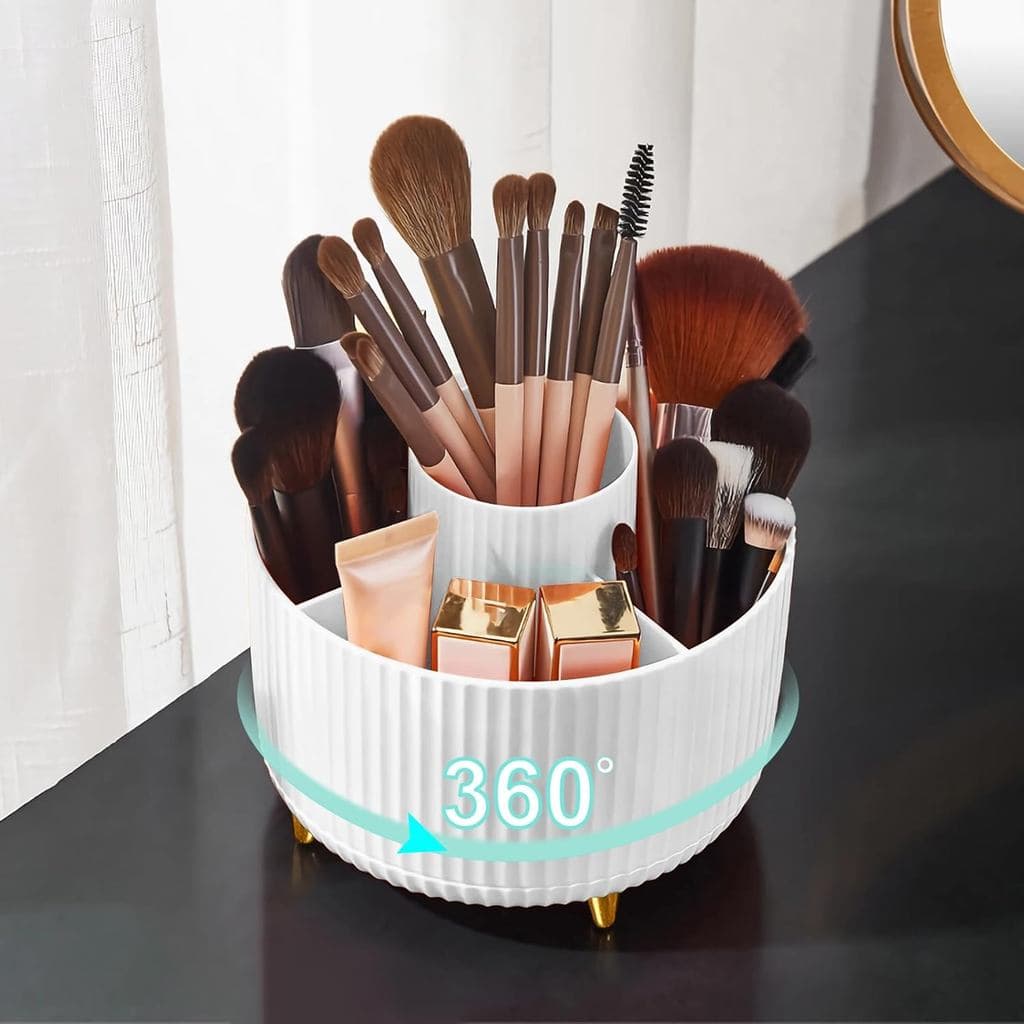 Organizador de Pincéis de Maquiagem Diesisa, 360 °   Organizador Giratório para Pincéis de Maquiagem, Copo com 5 Compart