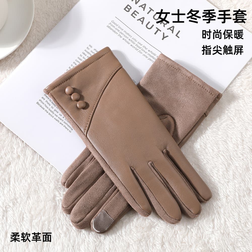 Luvas de Couro Quentes para Mulheres, à Prova de Frio, para Condução, Forradas com Fleece, PU, Espessas, para Inverno, S