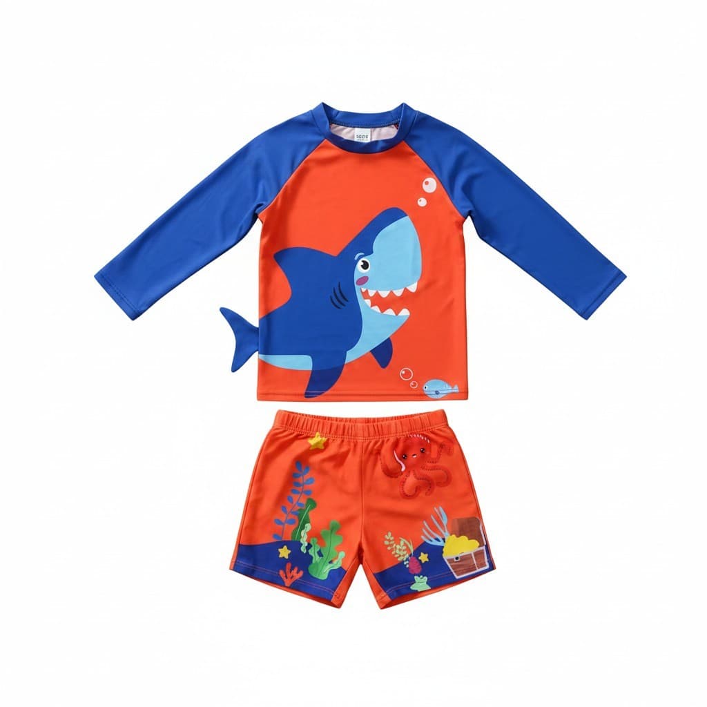 Conjunto Sunga Infantil Menino Forro Duplo + Camisa Proteção UV 50 Verão 2 aos 10 Anos