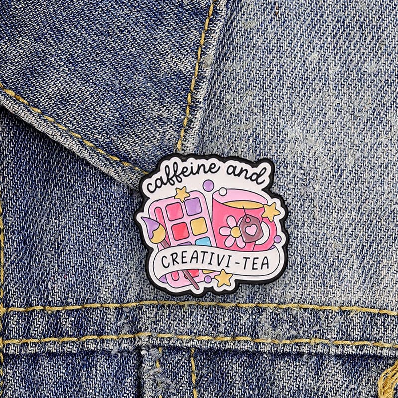 Cafeína E Criatividade Chá Bebida UV Broche Moda Acessórios De Roupas Mochila Crachá Jóias Presente