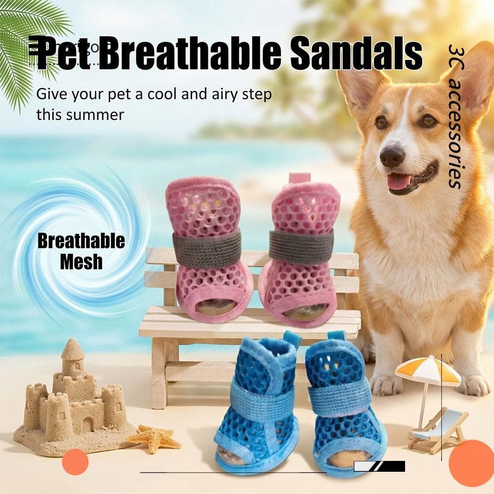 MARIGOLD 4 Peças Botas Para Cães De Resfriamento , Sapatos Com Sola Macia E Alça Elástica , Sandálias Respiráveis Antide