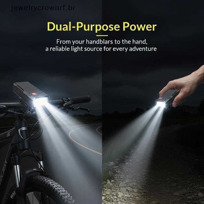 Luz Frontal De Bicicleta LED 300Lm USB Recarregável Com Display De Energia Farol Leve Para Passeios Casuais