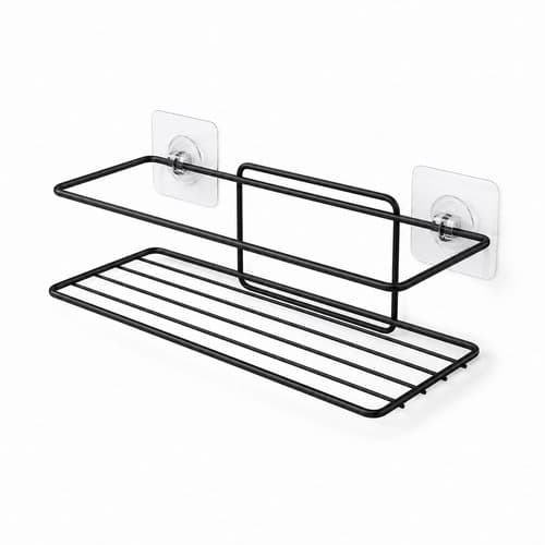 Suporte Organizacional Banheiro Fixacao Segura Design Moderno Resistente Preto